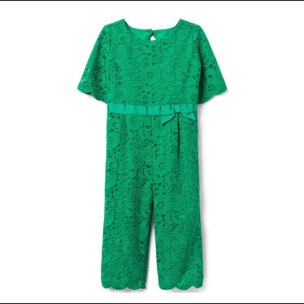 Janie and Jack Green 2T toddler lace jumpsuit.